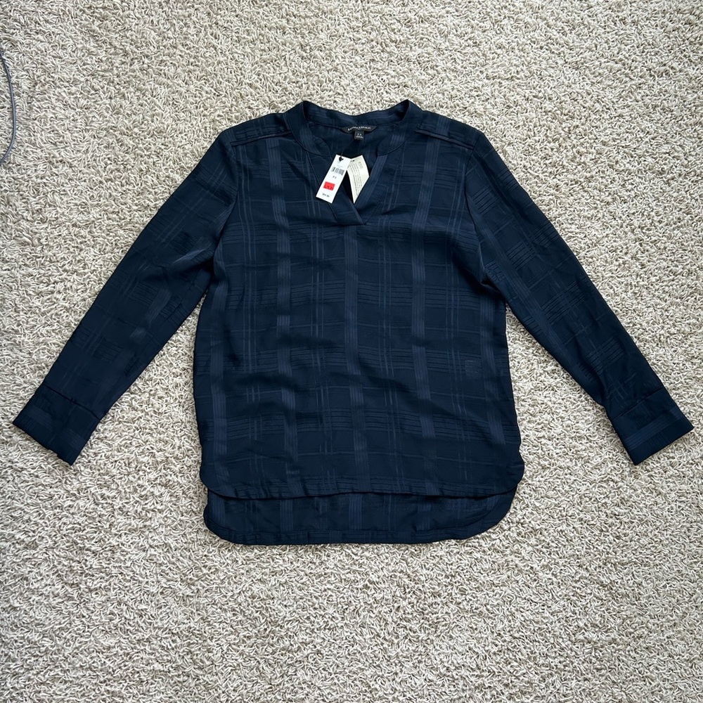 NWT Banana Republic Women’s Petite Small Navy Blue Blouse